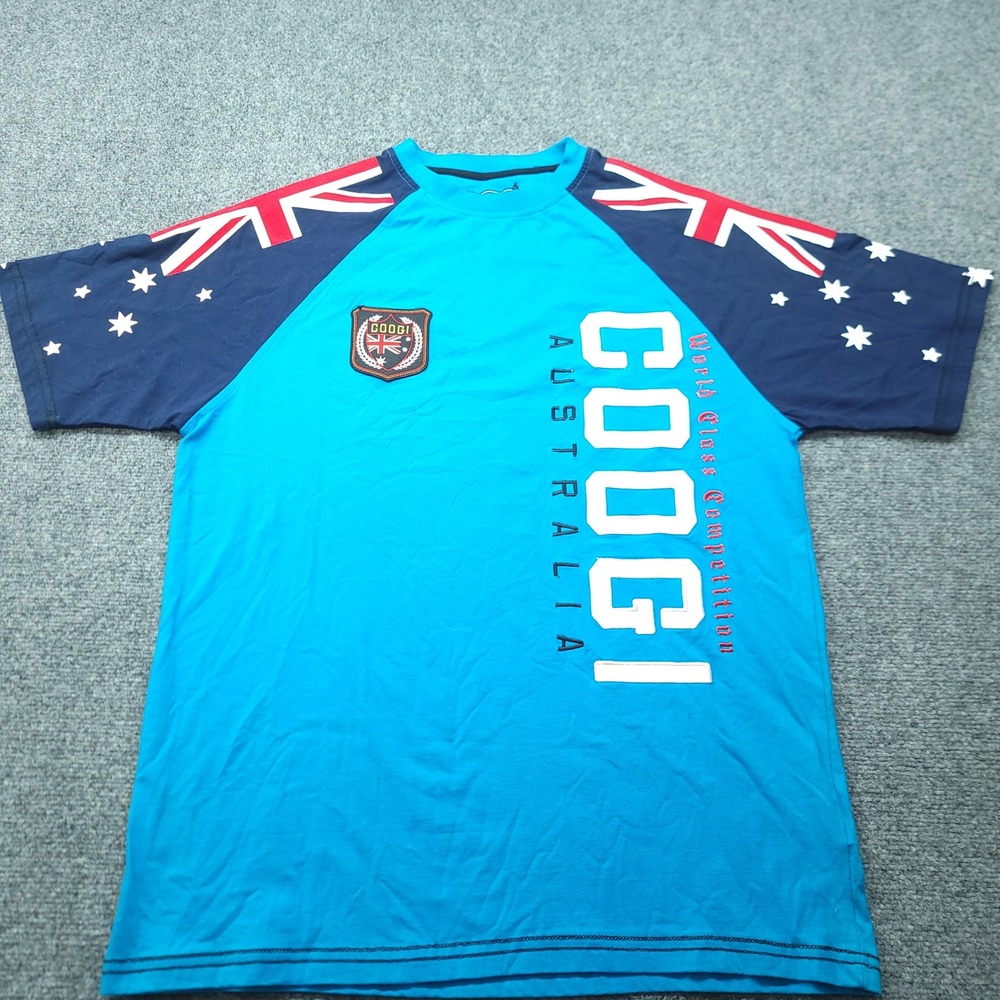 Coogi Australia Mens Blue Australian Flag Graphic T-Shirt Large World Class Comp